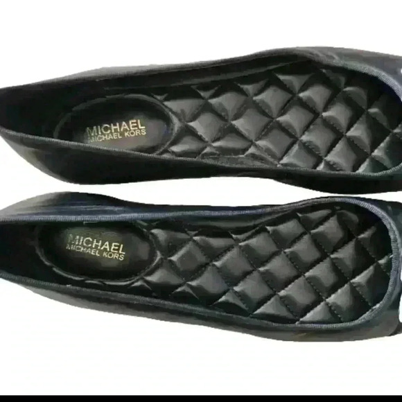 Michael Kors Leather Black Alice Logo Ballet Flat With Gold Lock Detail 9 - Picture 11 of 12